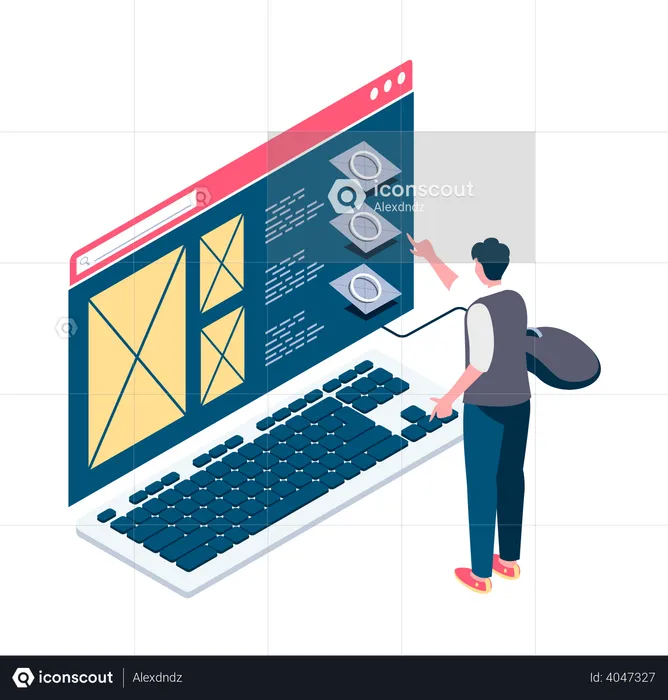 Man surfing website  Illustration