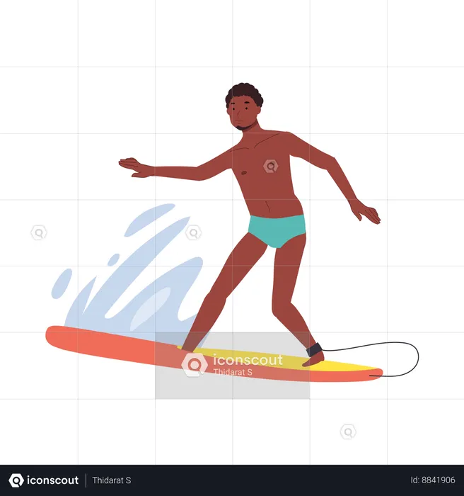 Man Surfing with Surfboard  Illustration