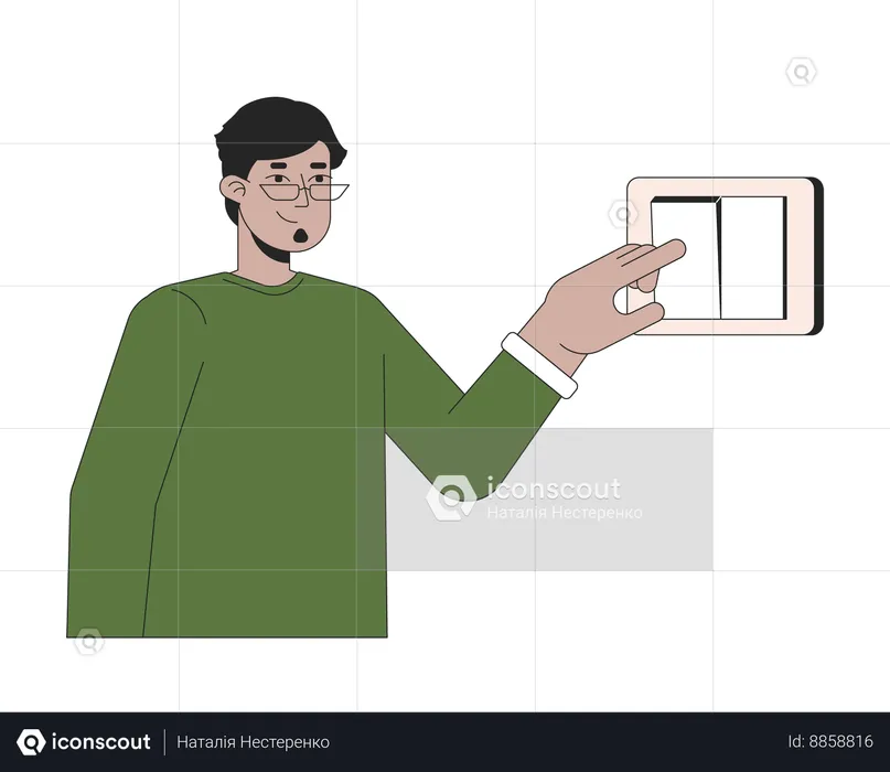 Man switching off Light  Illustration