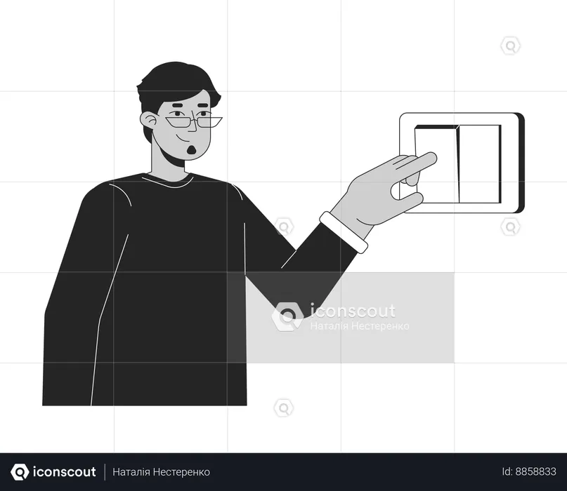 Man switching off Light  Illustration