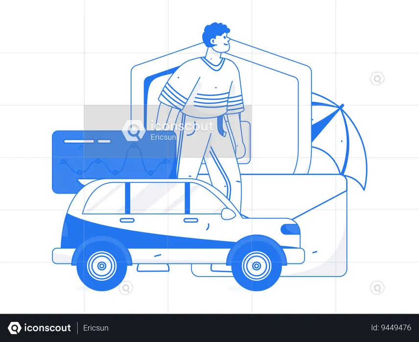 Man takes car insurance  Illustration