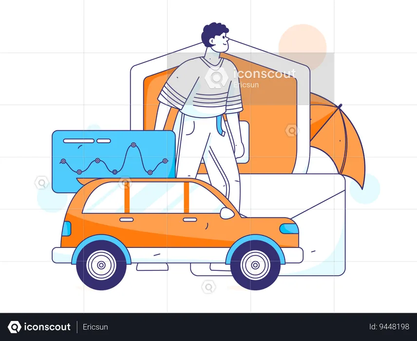 Man takes car insurance  Illustration