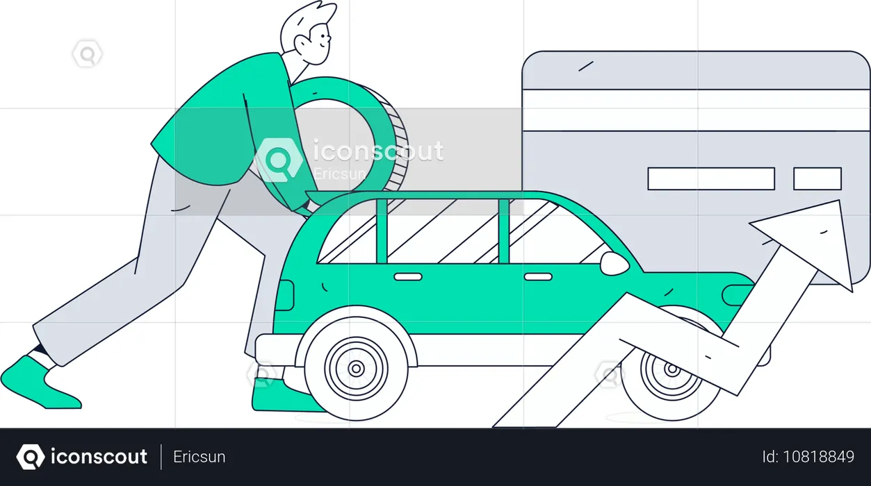 Man takes car insurance  Illustration