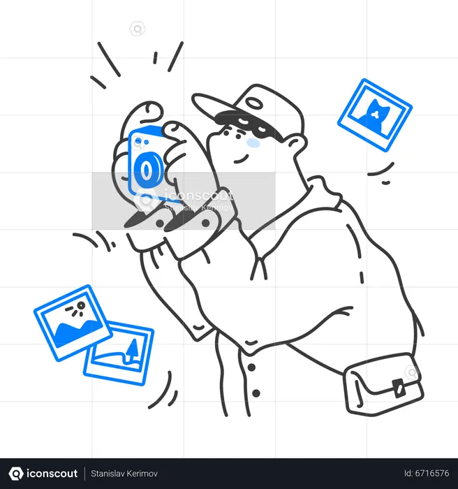 Man takes pictures  Illustration
