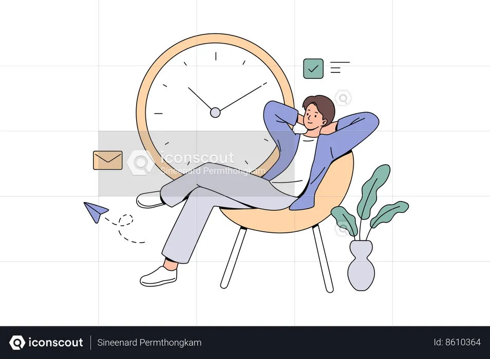 Man taking break from working hours  Illustration