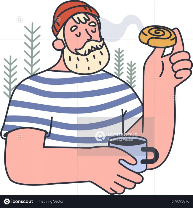 Man taking breakfast  Illustration