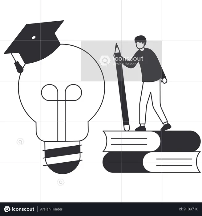 Man taking Creative Education  Illustration