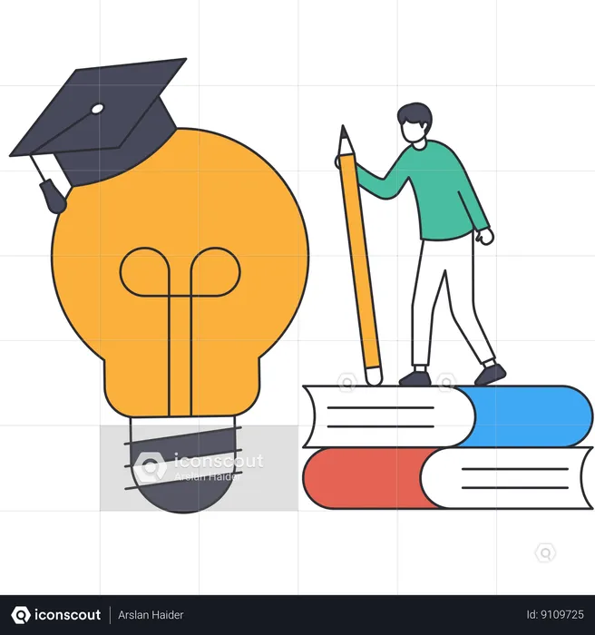 Man taking Creative Education  Illustration