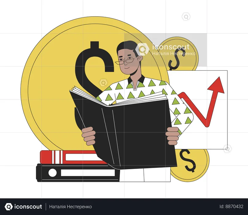 Man taking Financial education  Illustration