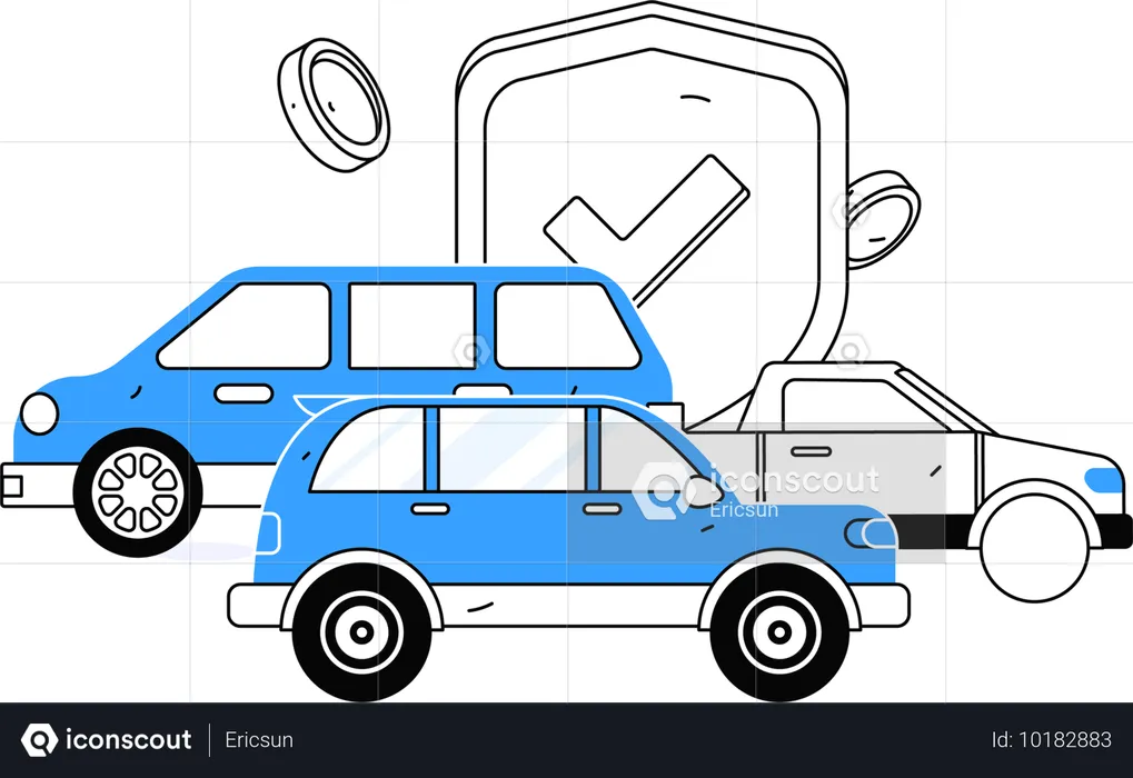 Man taking insurance policy on new car  Illustration