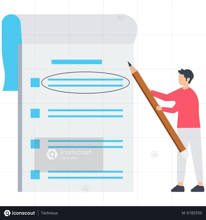 Man taking notes in notepad  Illustration