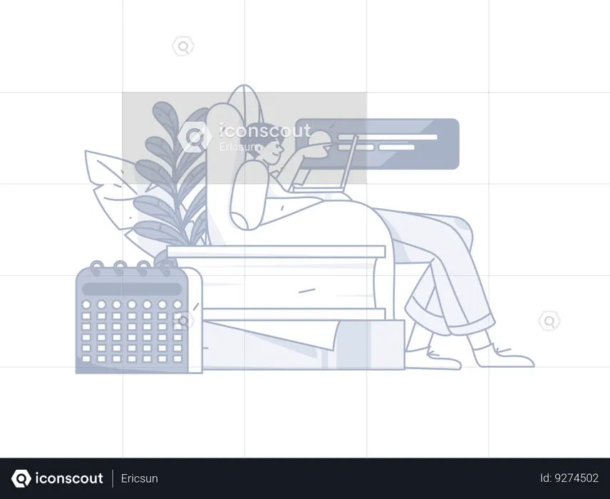 Man taking Online meeting schedule  Illustration