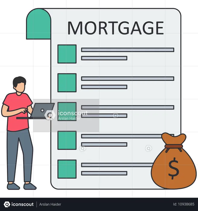 Man taking online mortgage loan  Illustration