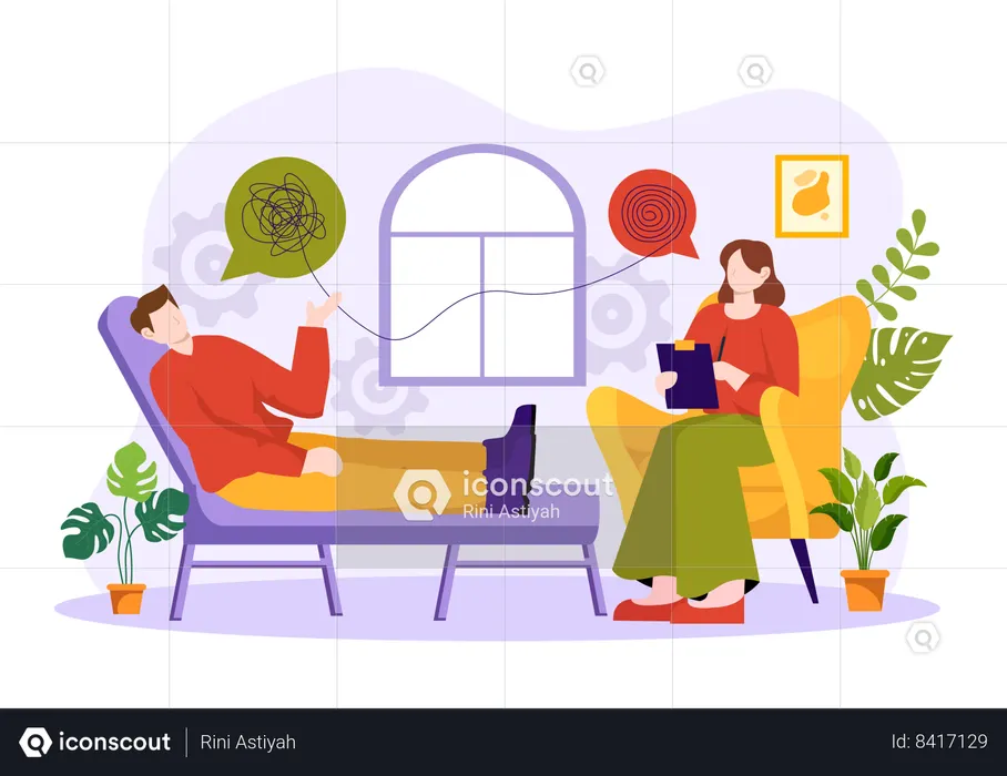 Man taking psychologist session  Illustration