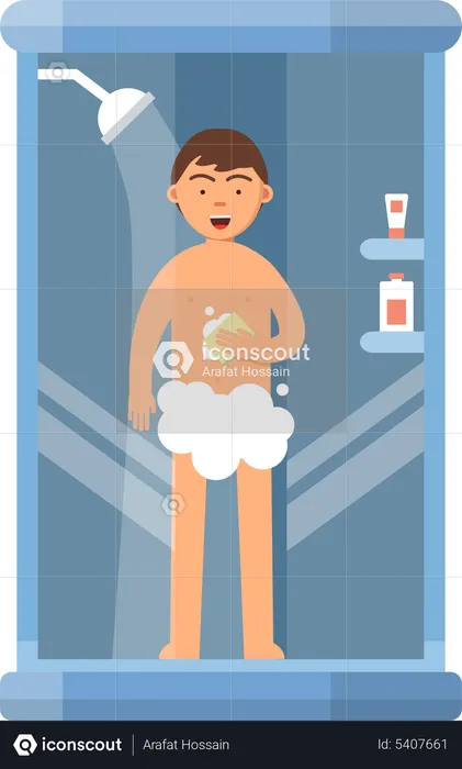 Man taking shower  Illustration