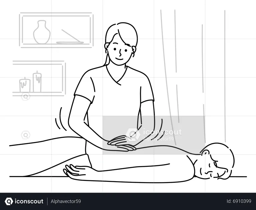 Man taking Traditional acupuncture therapy on back  Illustration