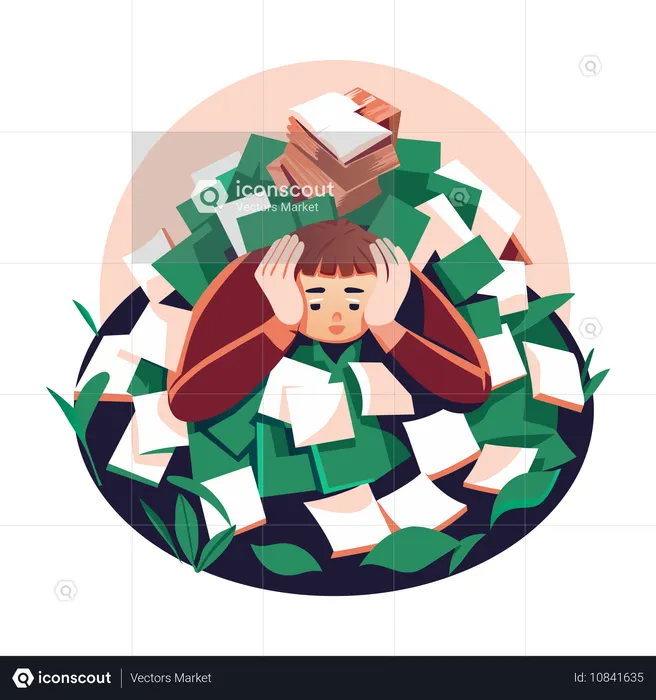 Man taking workload stress  Illustration