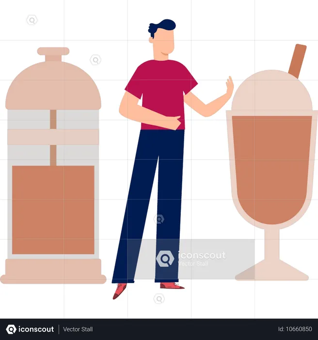 Man talking about cold drink  Illustration