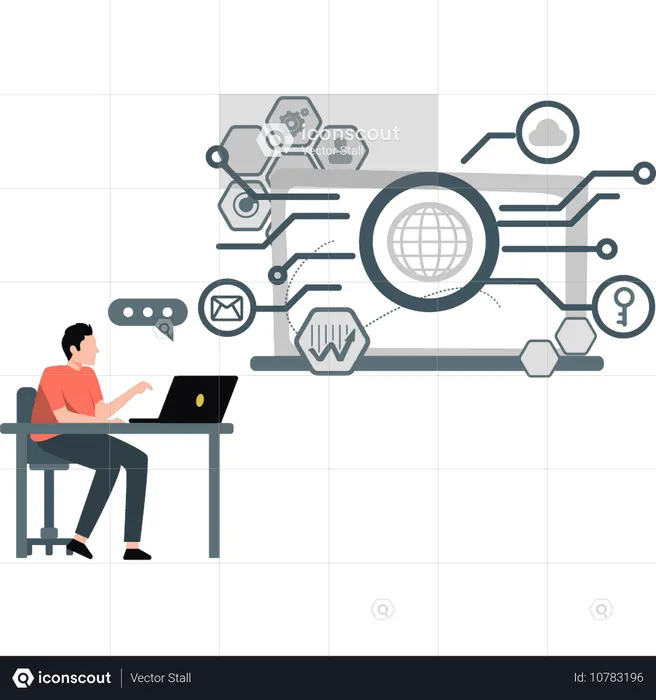 Man talking about global networking  Illustration