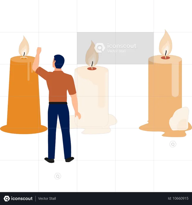 Man talking about melting candles  Illustration