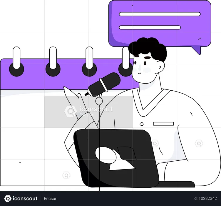 Man talking about review schedule  Illustration