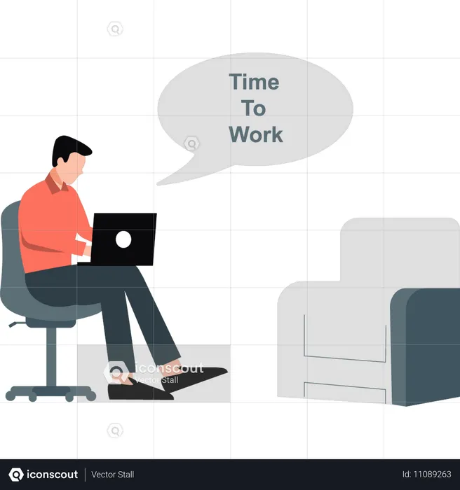 Man talking about time to work  Illustration