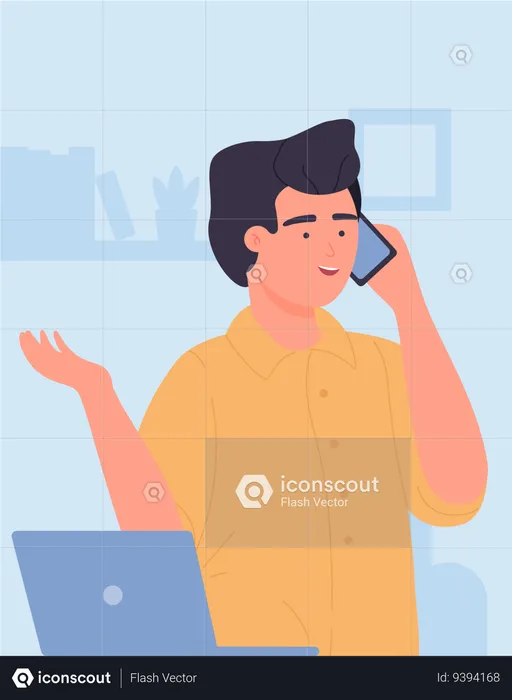 Man Talking on Phone  Illustration