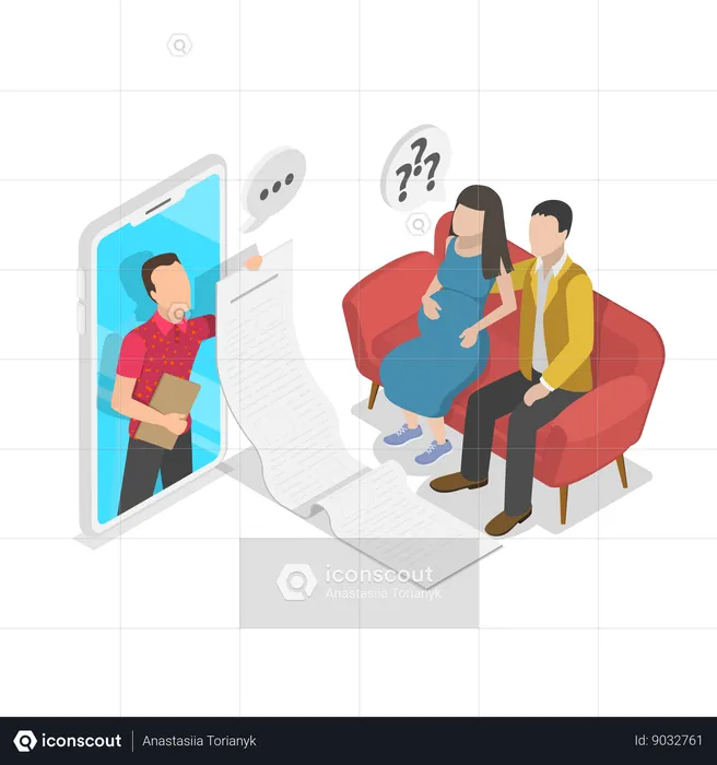 Man talking online consultation with psychologist  Illustration