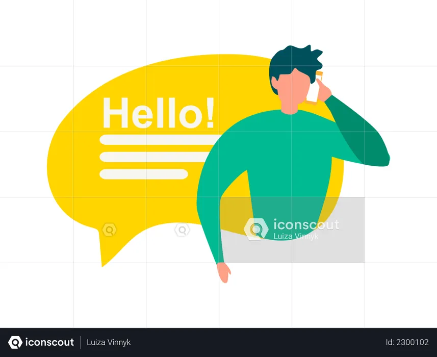 Man talking over phone saying hello  Illustration
