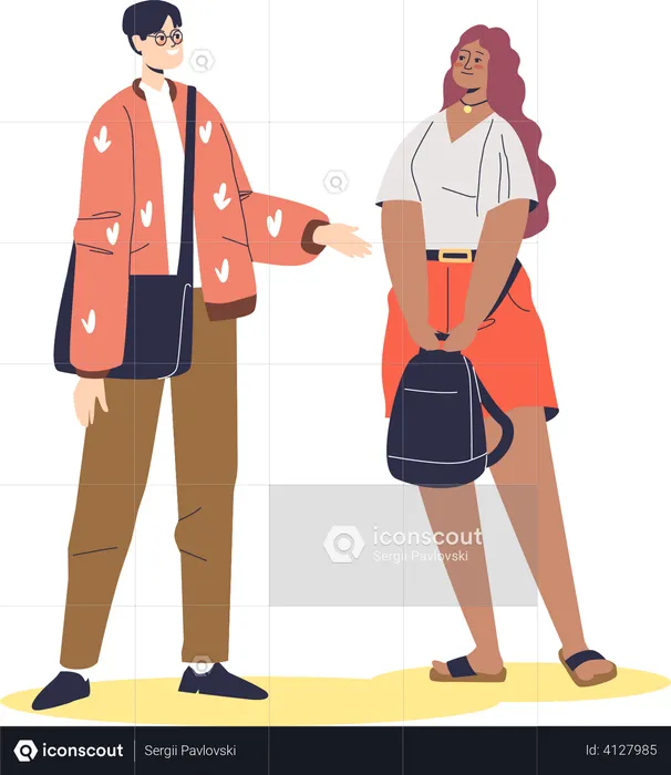 Man talking to woman  Illustration