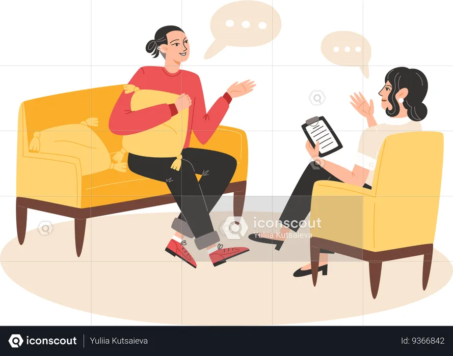 Man talks to a psychotherapist  Illustration
