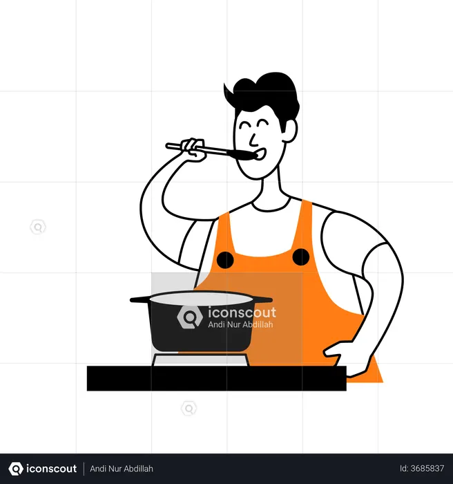 Man tasting food  Illustration