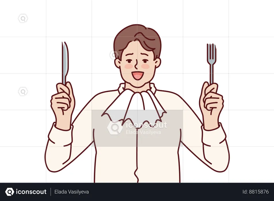 Man teaches table manners  Illustration