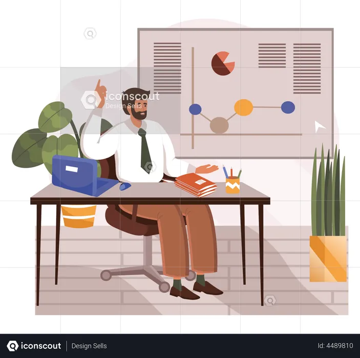Man teaching online  Illustration