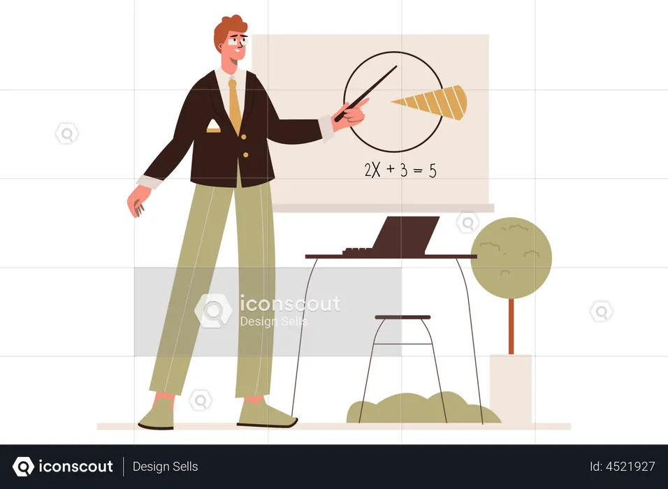 Man teaching teaching geometry lesson  Illustration
