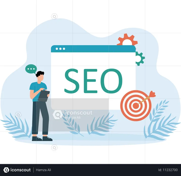 Man telling about seo performance  Illustration