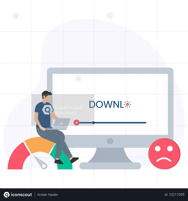 Man testing browser speed  Illustration