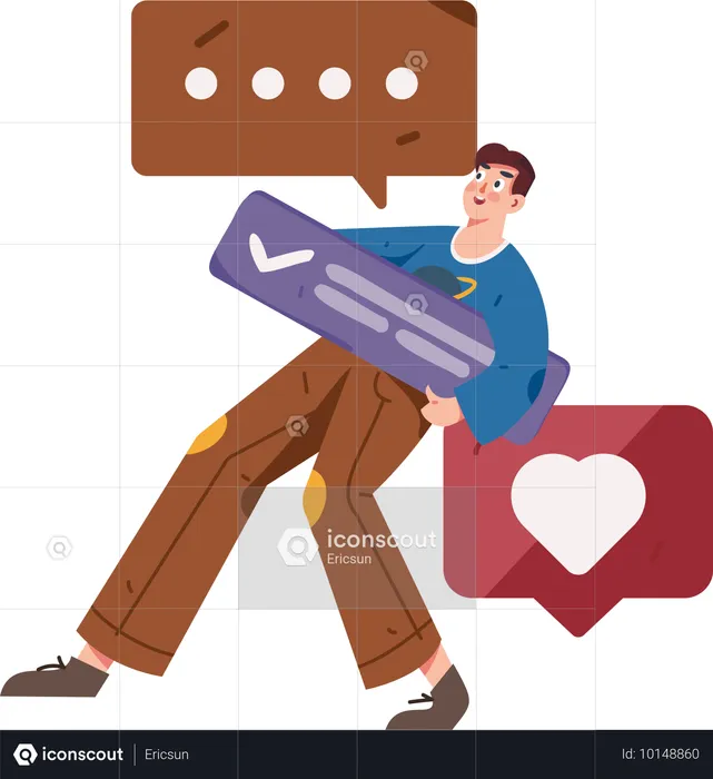 Man texting female from dating app  Illustration