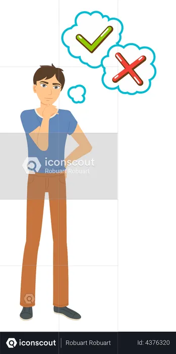 Premium Vector  Cartoon thinking man with question mark in think