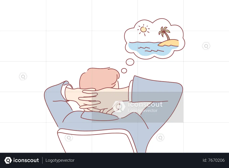 Man thinking about beach holiday  Illustration