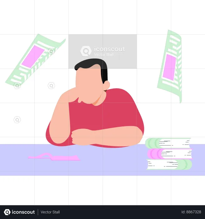 Man  thinking about blogging at home  Illustration