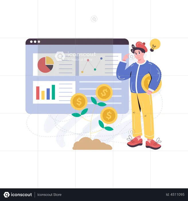 Man Thinking About Investment  Illustration