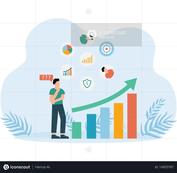 Man thinking about Market Analysis  Illustration