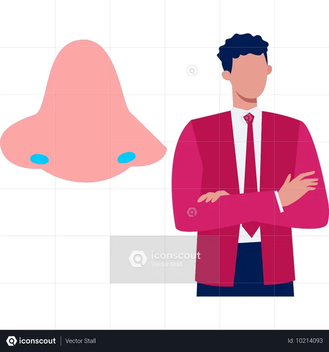 Man thinking about nose sense  Illustration