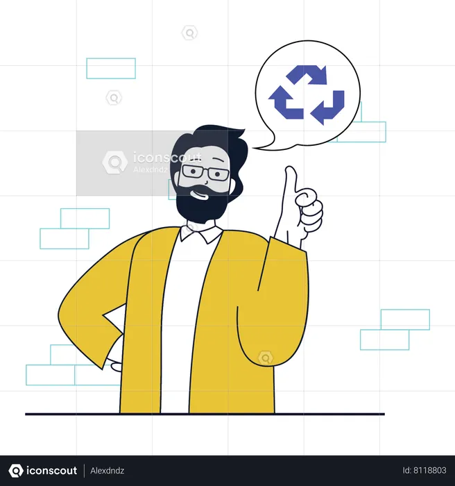 Man thinking about recycle process  Illustration