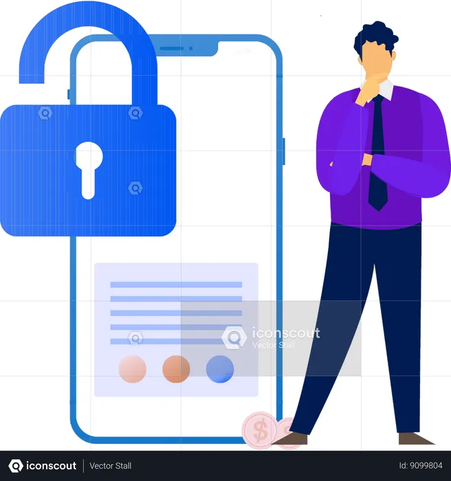 Man thinking about security  Illustration