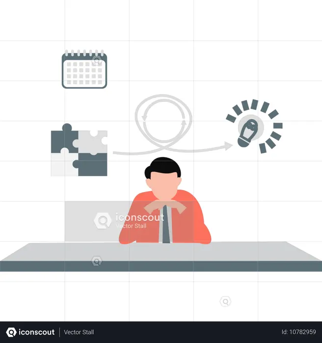 Man thinking about solution to problem  Illustration