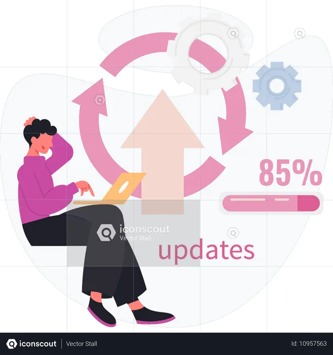 Man thinking about update website  Illustration