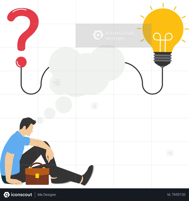 Man thinking and finding solutions to solve problem  Illustration