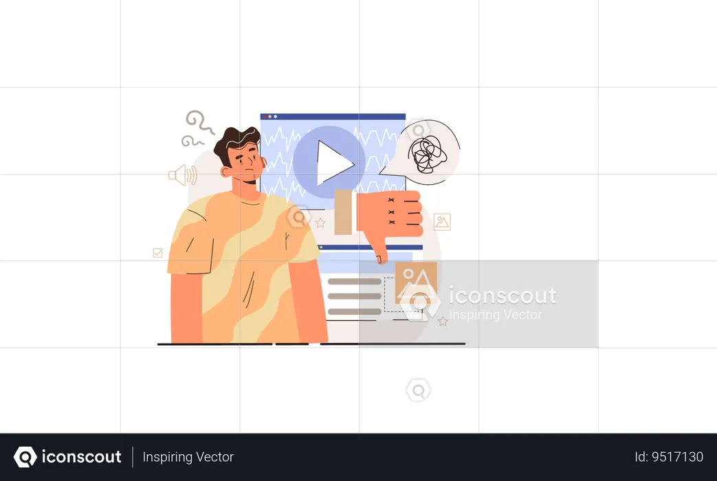 Man thinking for Poor-edited video material  Illustration